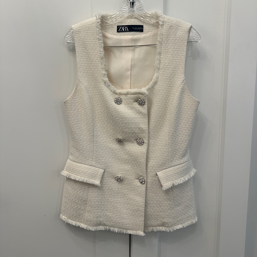 Zara Tweed Vest Pantsuit with metallic thread (Size L)